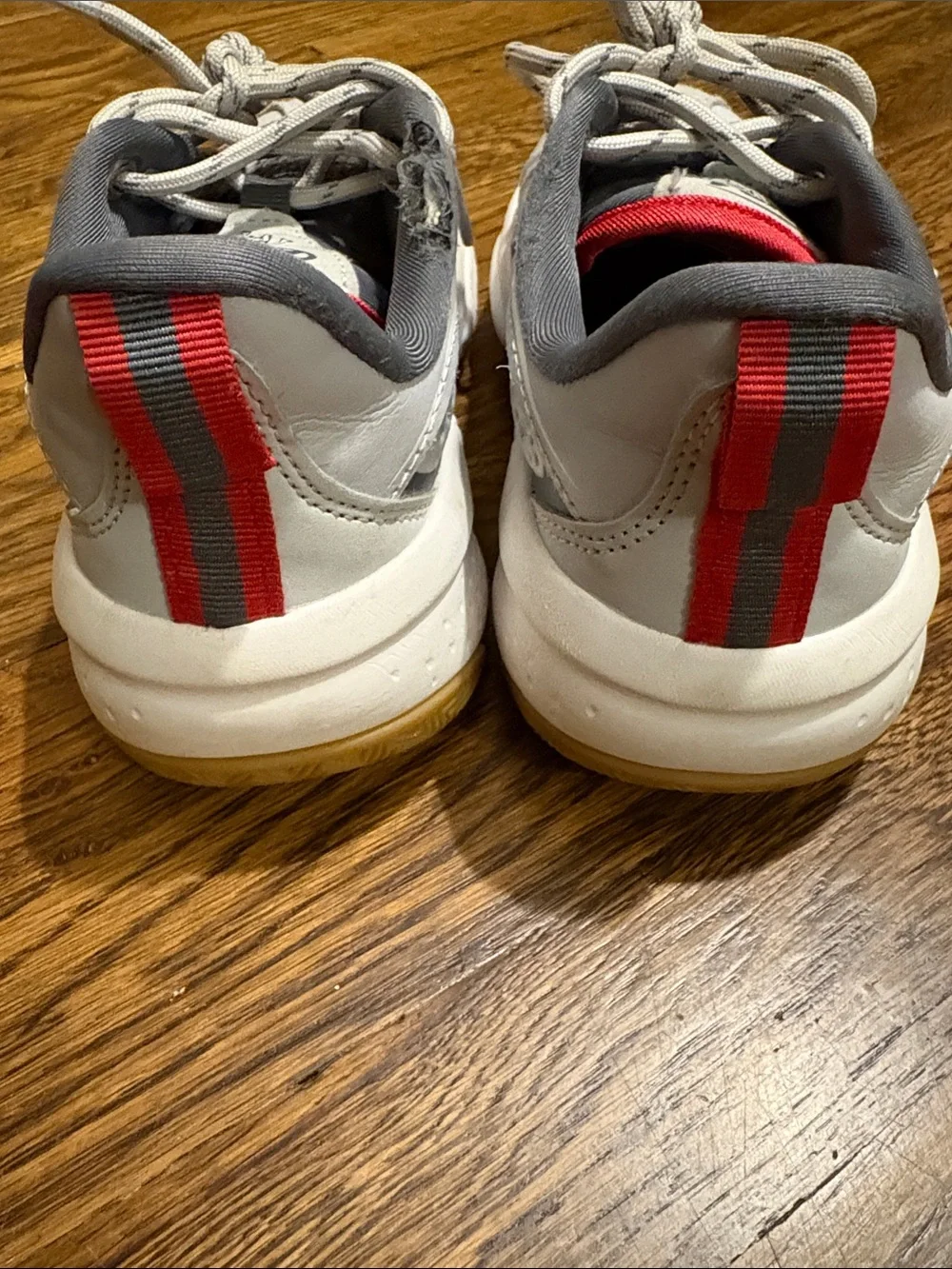 SIZE 1: And1 Gray and Red Low-Top Athletic Sneakers